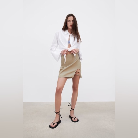 ZARA LINEN MINI SKIRT - Picture 9 of 10